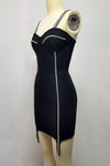 Black Strappy Crystal Tassel Mini Bandage Dress - Chicida