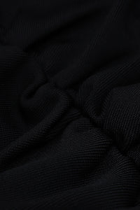 Black Strappy Draped Midi Bodycon Bandage Dress - Chicida
