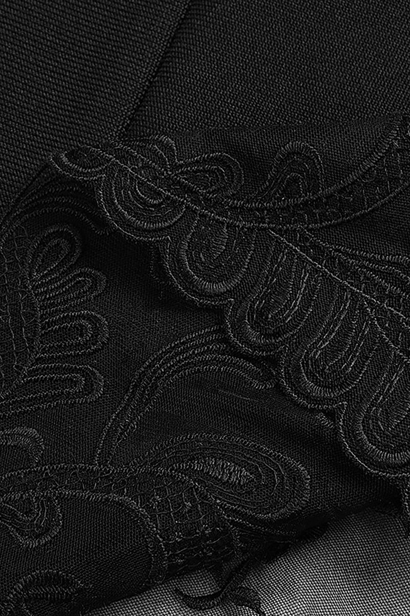 Black Strappy Lace Mini Bandage Dress