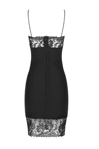 Black Strappy Lace Mini Bandage Dress - Chicida