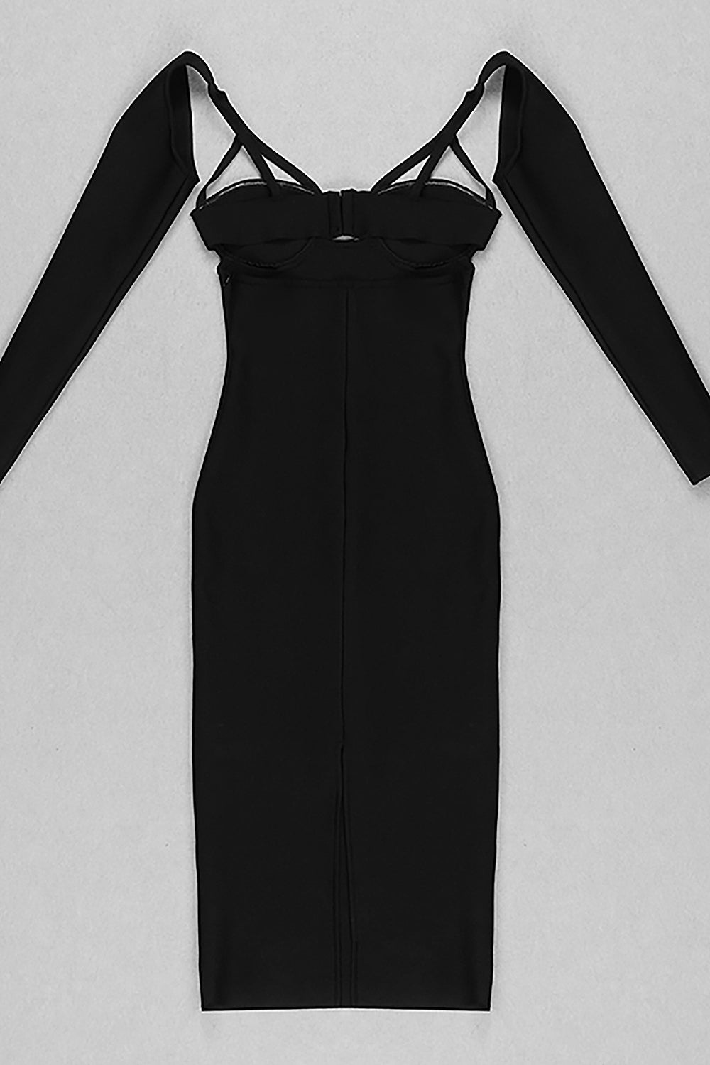 Strappy Long Sleeve Midi Dress In Black White - Chicida