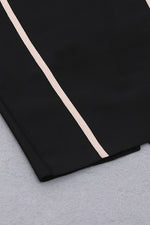 Black Strappy Pink Stripe Bandage Dress - Chicida
