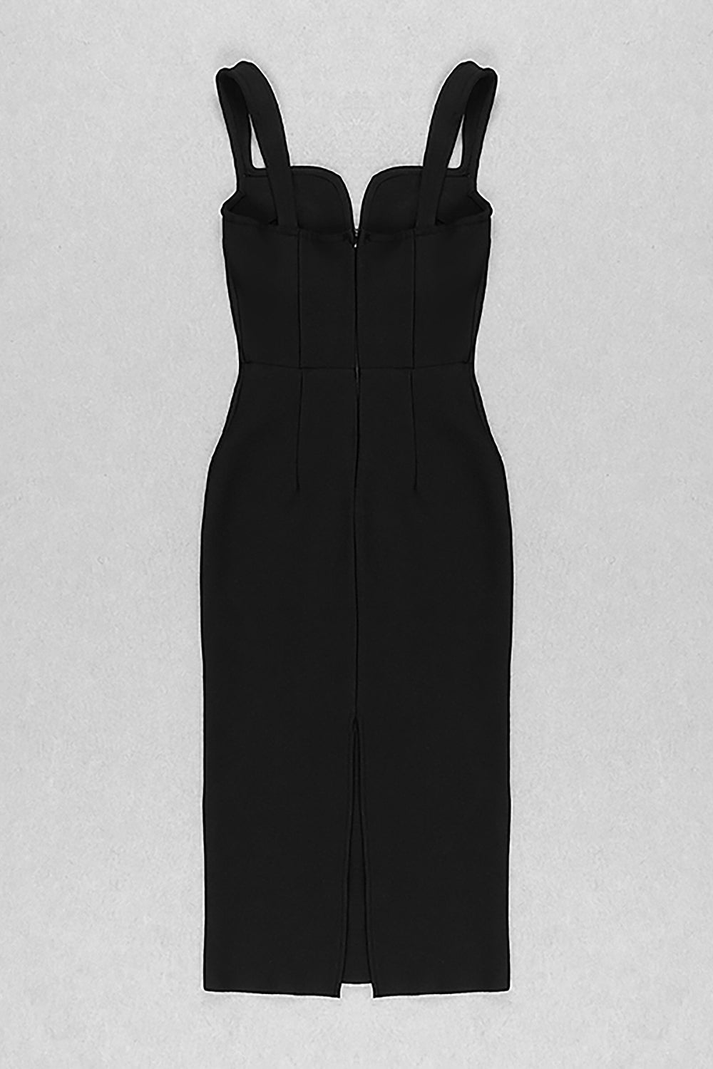 Black Strappy V-Neck Midi Bandage Dress - Chicida