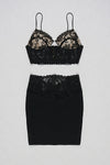 Black Two-Piece Lace Strappy  Bustiers Bandage Skirt