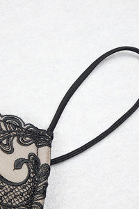 Falda de vendaje con corpiño de tiras de encaje negro de dos piezas