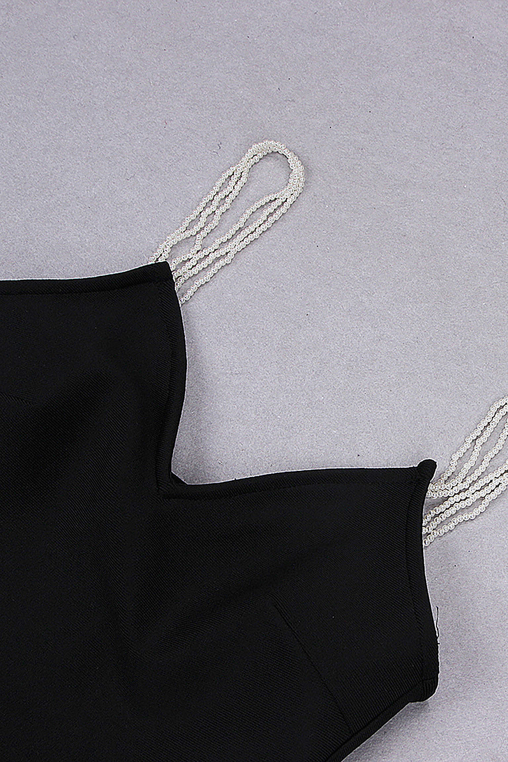 Black V Neck Beaded Spaghetti Straps Bandage Dress - Chicida