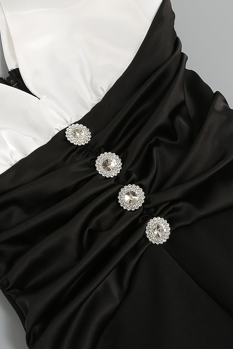Black White Button Embellished Midi Dress