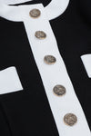 Black White Bandage Patchwork Long Sleeve Two Pieces Set - Chicida