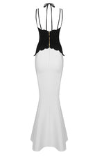 Black White Repe Cut-out Mermaid Bandage Gown