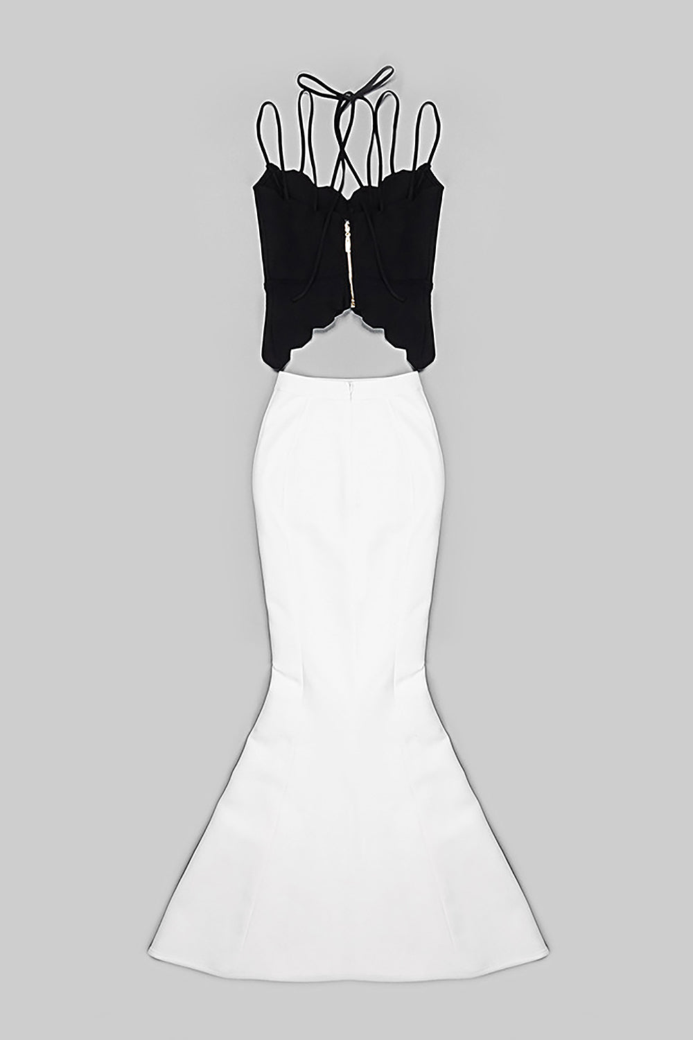 Black White Repe Cut-out Mermaid Bandage Gown