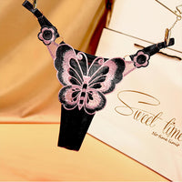 Tangas de malla con bordado de mariposas para mujer Bragas de tanga ajustables