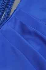 Blue Cap Sleeve Tassel Dress
