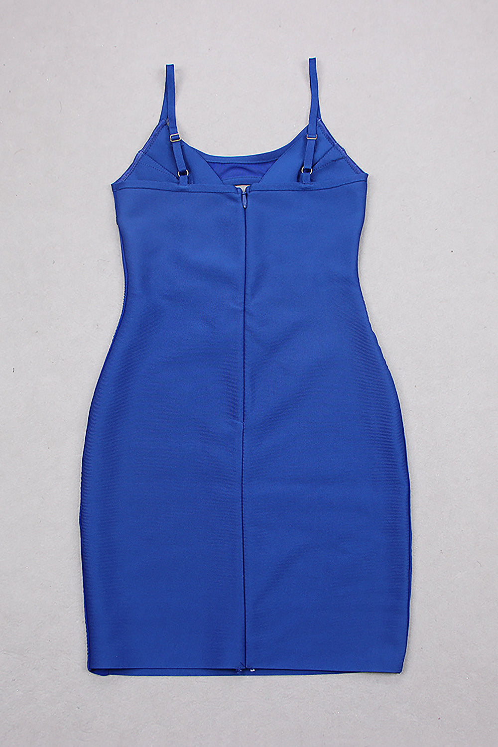 Mini vestido ajustado con tirantes finos de malla azul