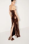 Brown Strappy Sequin Slip Maxi Dress