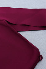 Burgundy One-Shoulder Midi Bandage Dress - Chicida