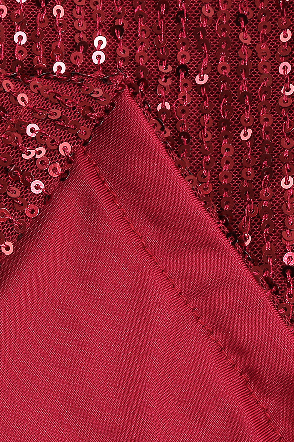 Burgundy Sequin Beaded Long Sleeve Mesh Dress - Chicida