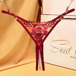 Sexy Hot Temptation Flower  G String Pearl Massage Open Crotch Thong
