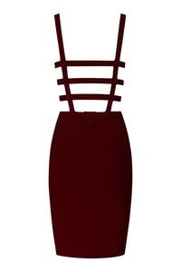 Bule Strappy Cross Cutout Mini Bandage Dress - Chicida