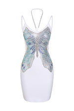 Butterfly Bugle Beaded Straapy Cocktail Dress