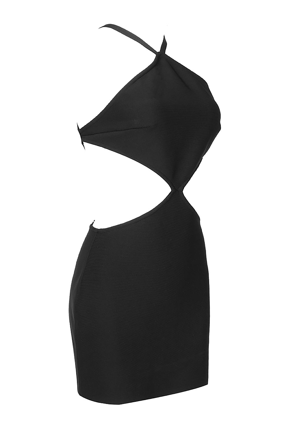 Robe mini-bande boutonnée dos nu halte en noir
