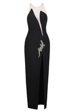 Crystal-embellished Strapless Crepe Gown In Black