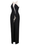 Crystal-embellished Strapless Crepe Gown In Black