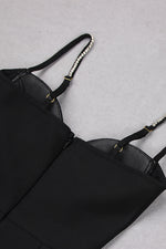 Crystal Deco Bow Slits Bandage Mini Dress In Black
