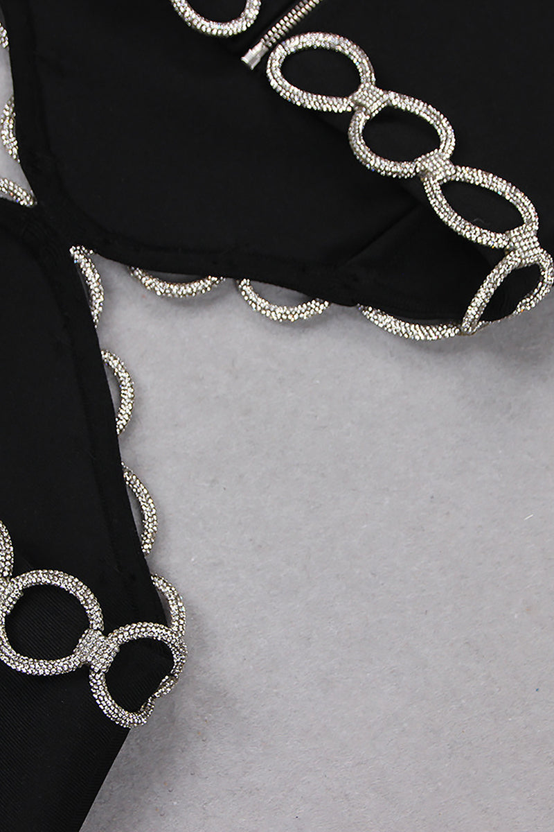 Crystal Embroidered Short Bandage Dress