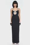 Crystal Embroidered Circle Neckline Bandage Gown