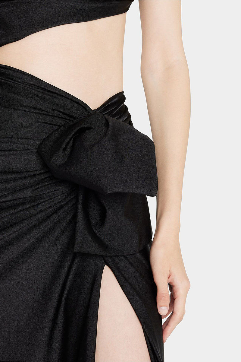 Cut-Out One Shoulder Long Dress In Black