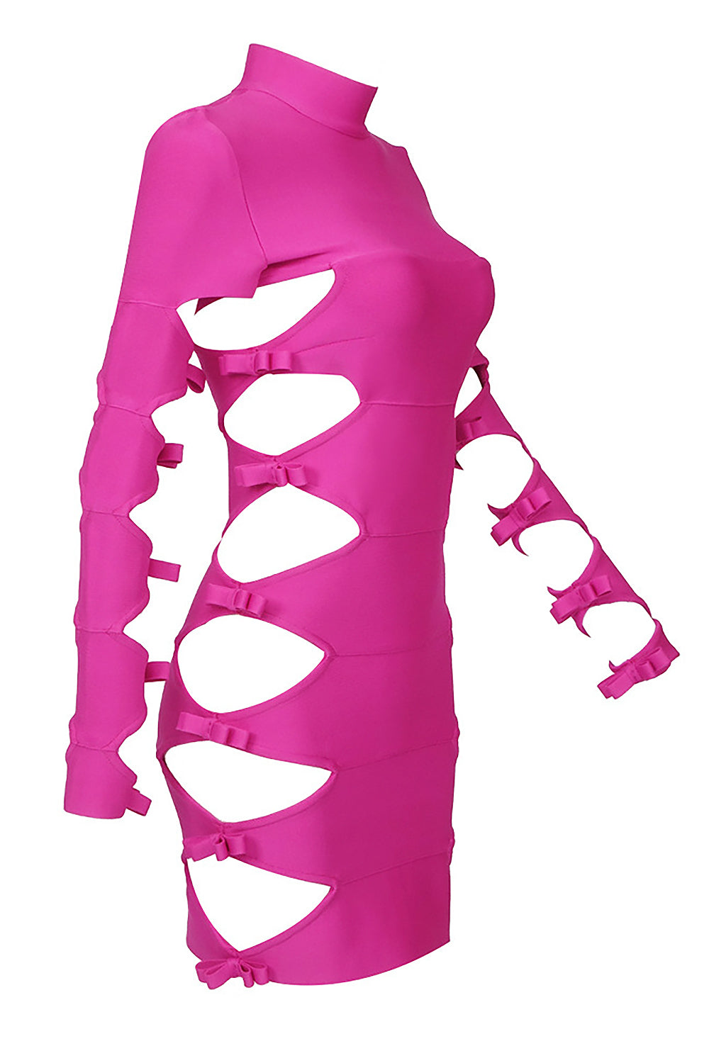 Cutout bow Embellished Mini Bandage Dress In Pink