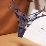 Ladies Mesh Embroidered Lace Thong Panties G-String
