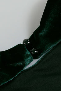 Ensemble deux pièces en velours à pompon en cristal vert foncé noir marron