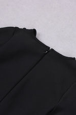 Deep V-neck Long Sleeve Feather-Trim Mini Bandage Dress