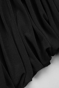Elegant Ruched Strapless Velvet Black Dress