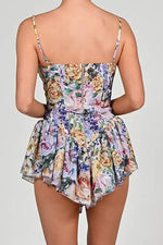 Floral Printed Strappy Fold Mini Dress Dress - Chicida