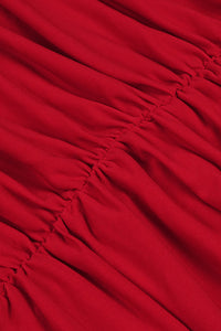 Gathered Cutout Midi Dress In Red Black