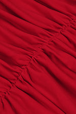 Gathered Cutout Midi Dress In Red Black