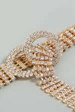 Gold Crystal Glitter V Neck Long Sleeve Jumpsuits - Chicida