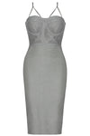 Gray Strappy Hollow Out Mini Bandage Dress - Chicida