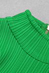 Green Bandage Two Pieces Set Stand Collar Sleeveless Vest Top Flared Pants