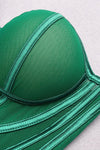 Green One-Shoulder Sleeveless Panel Mesh Maxi Dress