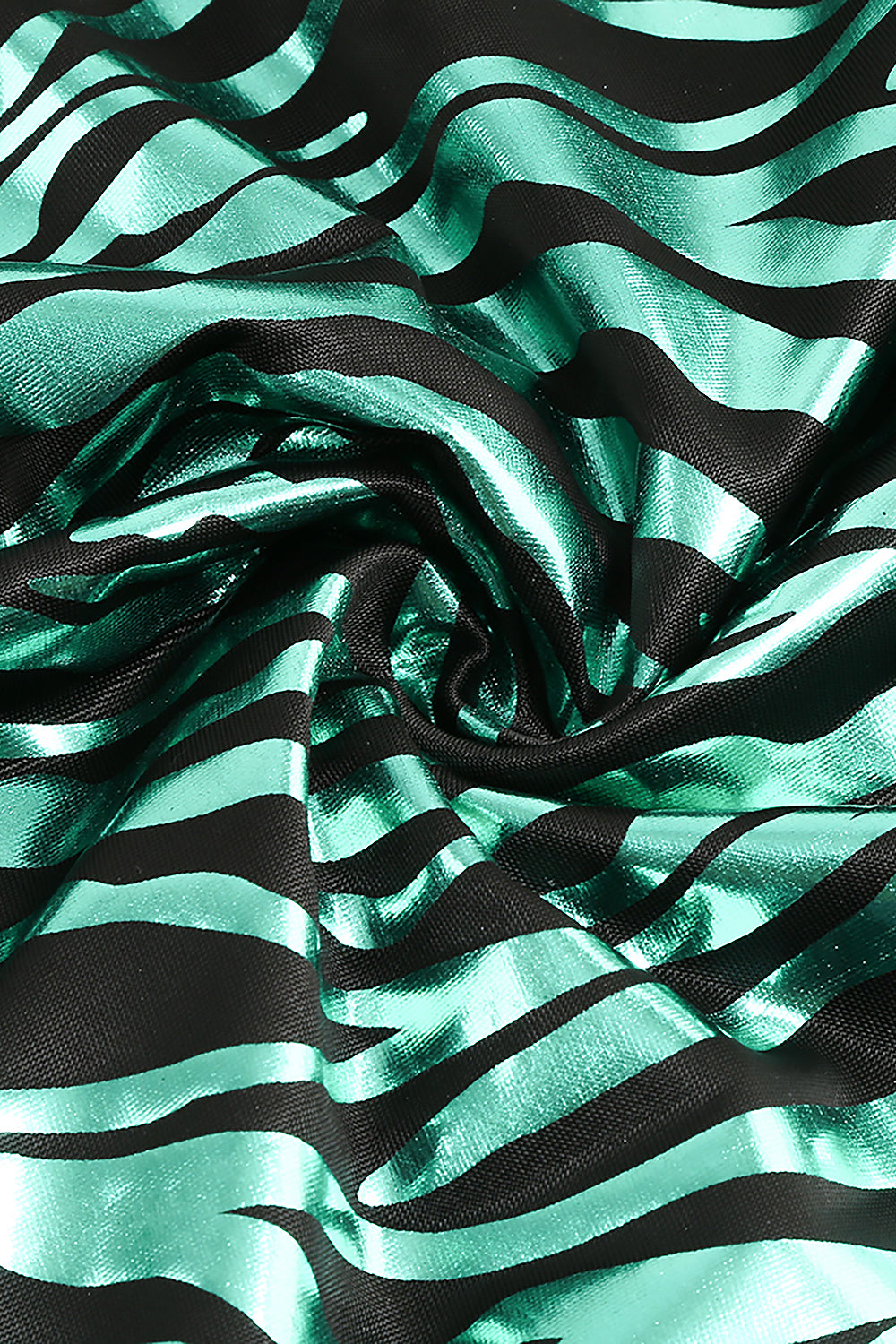 Robe longue verte à bretelles et col en V à imprimé zèbre