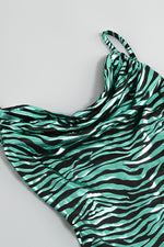 Green Strappy V-Neck Zebra Print Maxi Dress