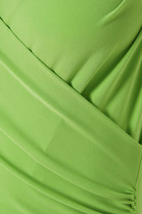 Robe irrégulière drapée moulante plissée à perles dos nu en vert fluo