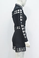 Hollow Out Lace Patchwork Bandage Jumpsuit In Black White