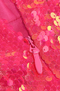 Conjunto de dos piezas con falda y top rosa con lentejuelas calientes
