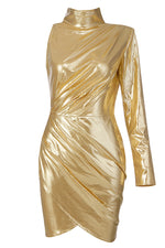 Shiny Gold Polka Dots Mini Dress