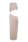 O Neck Sleeveless Cutout High Split Midi Bandage Dress