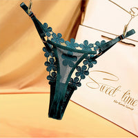 Culotte de tentation florale brodée en maille pour femme, string